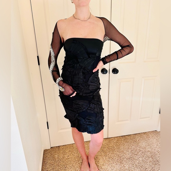 Tom Ford for Gucci black sheer snake cocktail dress